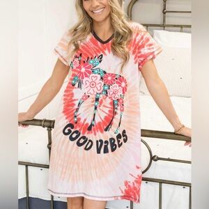 NWT! Still packaged! Lazy One “GOOD VIBES” Moose Night Shirt S/M